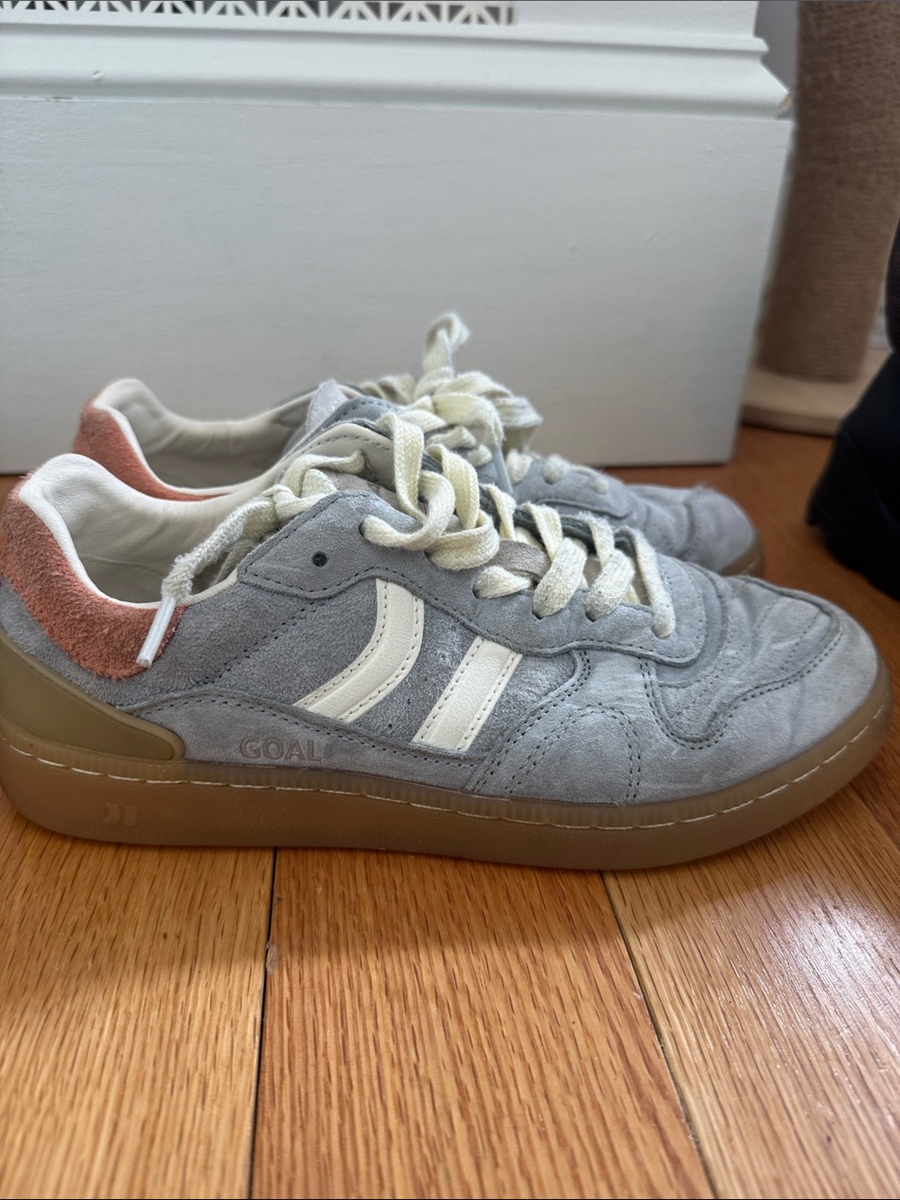 Coolway GOAL light blue and salmon suede sneakers
